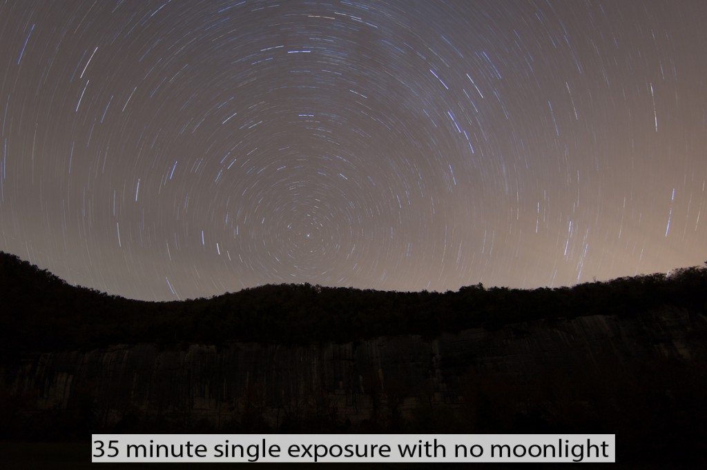 night shot on the Buffalo River with light pollution 