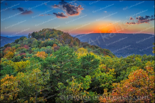 06 Autumn Afterglow At Sams Throne Arkansas Ozarks - Professional arkansas_ozark_gallery_no_1 photography by Paul Caldwell