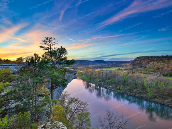 31 Springtime Sunset At Calico Rock On The White River - Professional arkansas_ozark_gallery_no_3 photography by Paul Caldwell