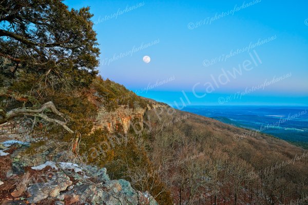 02.1 Moonrise And Sunset Over Mt Magazine - Professional Featured Arkansas Photos photography by Paul Caldwell