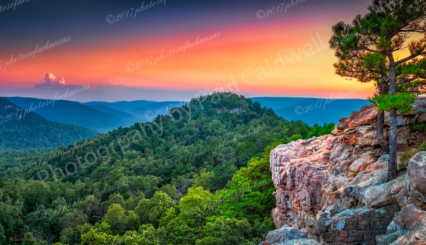 07 Sunset And Distant Thunderstorms At Sams Throne - Professional Featured Arkansas Photos photography by Paul Caldwell