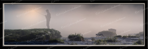 10 Fisherman And Cat Along The Little Red River - Professional Panoramas Of Arkansas photography by Paul Caldwell