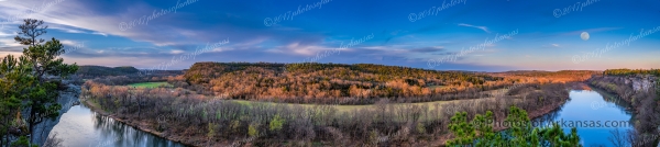27 Sunset And Moonrise Over Calico Rock And The White River - Professional Panoramas Of Arkansas photography by Paul Caldwell