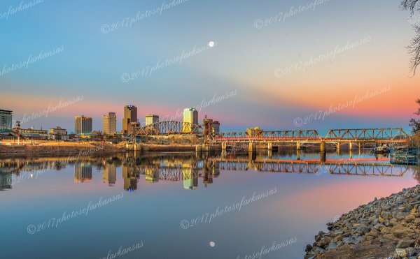 01.2 Early Morning View Of Downtown Little Rock Featuring The Junction Bridge - Professional Recent Photography photography by Paul Caldwell
