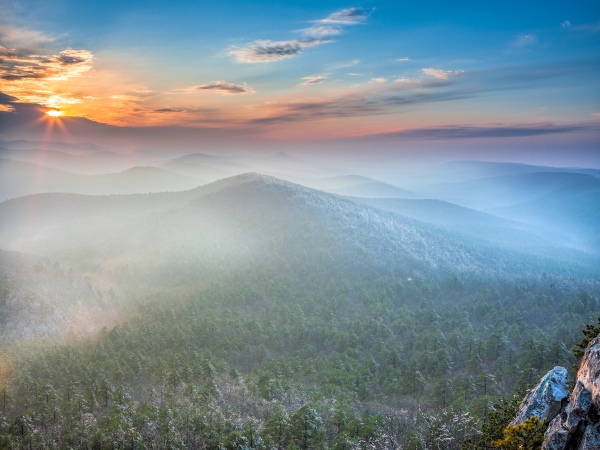 14 Wintertime Sunset From Flatside Pinnacle - Professional Stone Bank New Hq photography by Paul Caldwell
