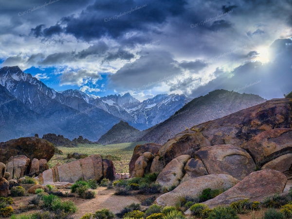 No08 Sunset Through Clearing Storm Over Mt Whitney - Professional The Western States photography by Paul Caldwell