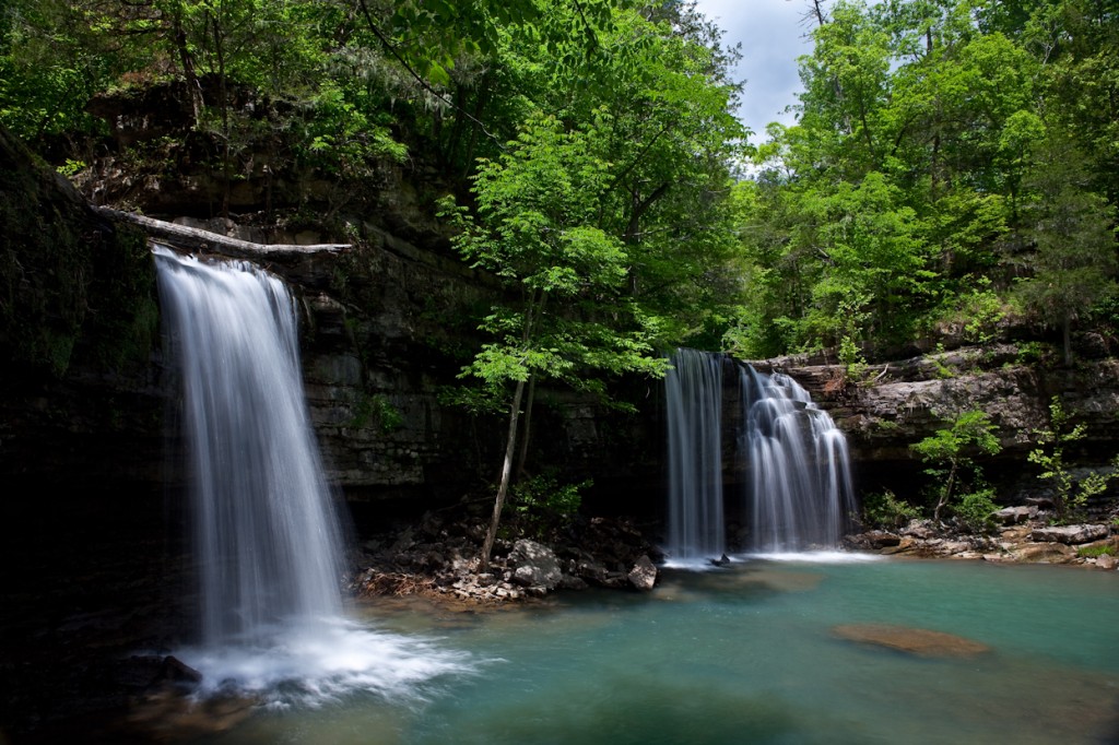 Twin Falls on Big and Long Devils Creek in Newton County Arkansas 