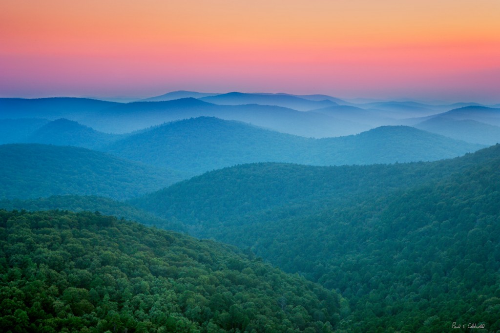 Sunset from Flatside Pinnacle in the Eastern Ouachita Mountains 