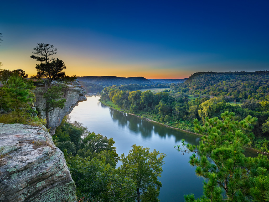 Afterglow from near Calico Rock on the White River in Arkansas.