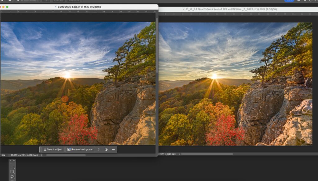 Hasselblad Color comparison Phocus and Lightroom